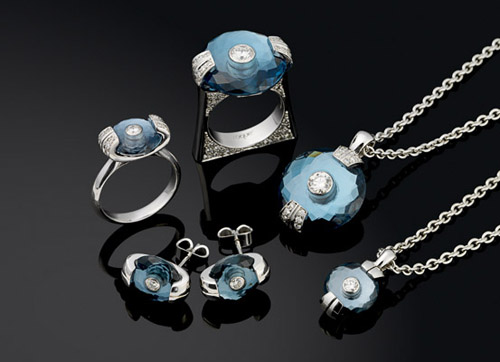 introducing the roque collection in sterling silver, 18k yellow gold, and 18k white gold featuring hand cut coloured gemstones and pave set diamonds